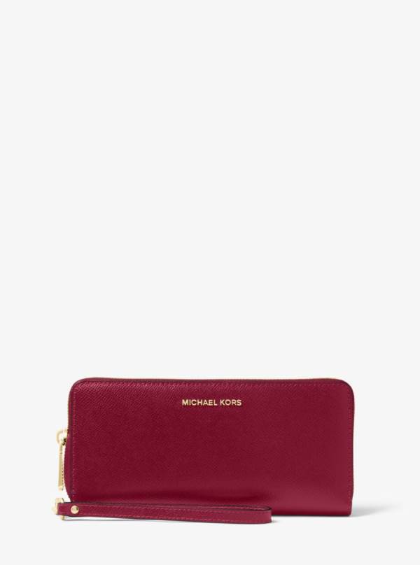Damske Penazenky Michael Kors Leather Continental Wristlet Červené - Doplnky Michael Kors Akcia | JNQAR-6981